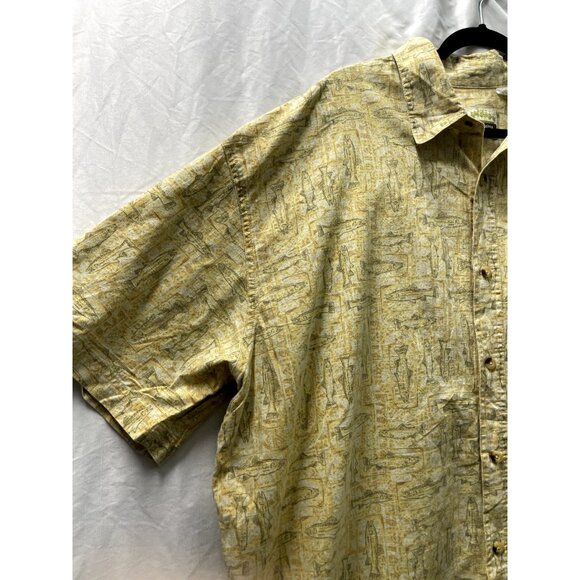 Isle of Palms Panama Jack Shirt Adult Size 2XL Yellow Gray Fish Button Men's - Picture 2 of 7
